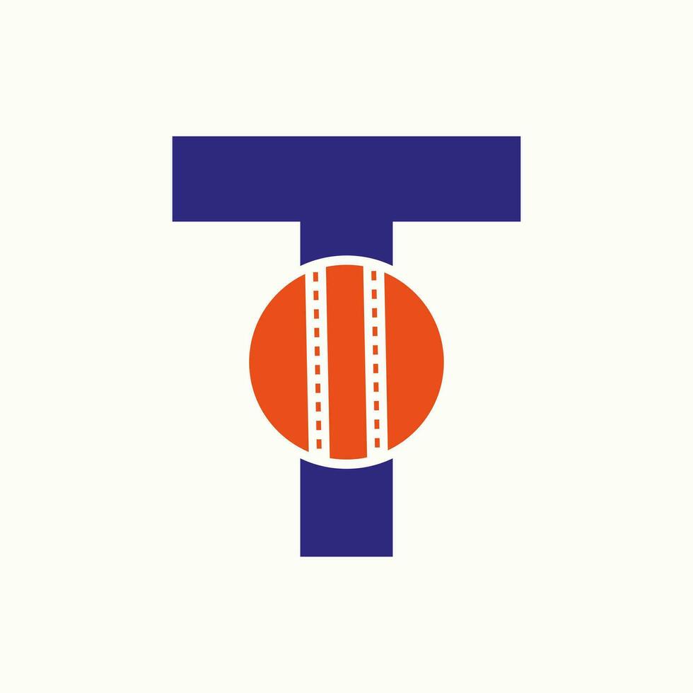 Cricket Logo On Letter T Concept. Cricket Club Symbol vector