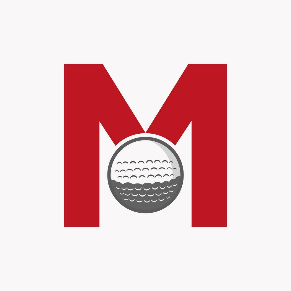 Golf Logo On Letter M. Initial Hockey Sport Academy Sign, Club Symbol vector