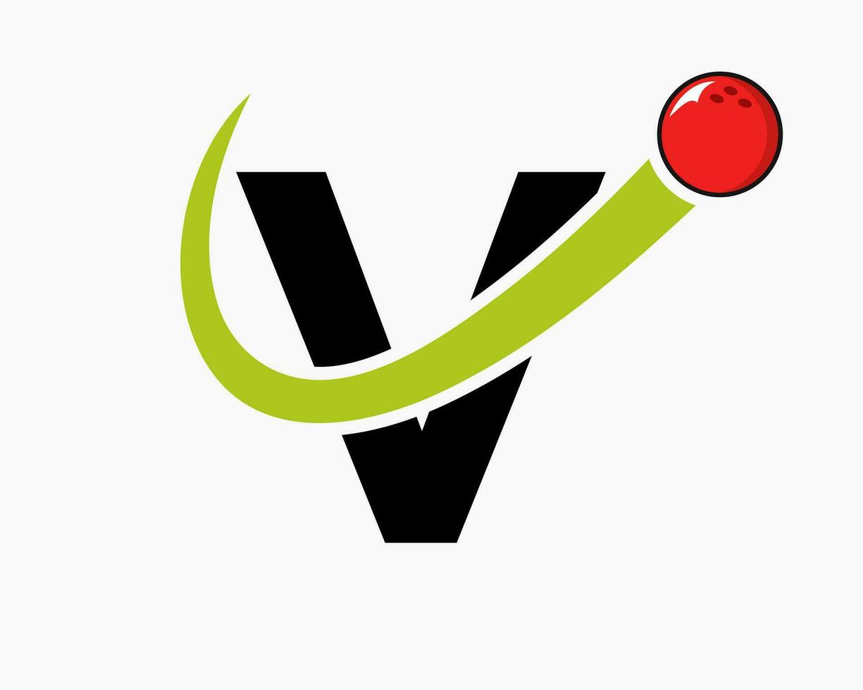 Letter V Bowling Logo. Bowling Ball Symbol With Moving Ball Icon vector