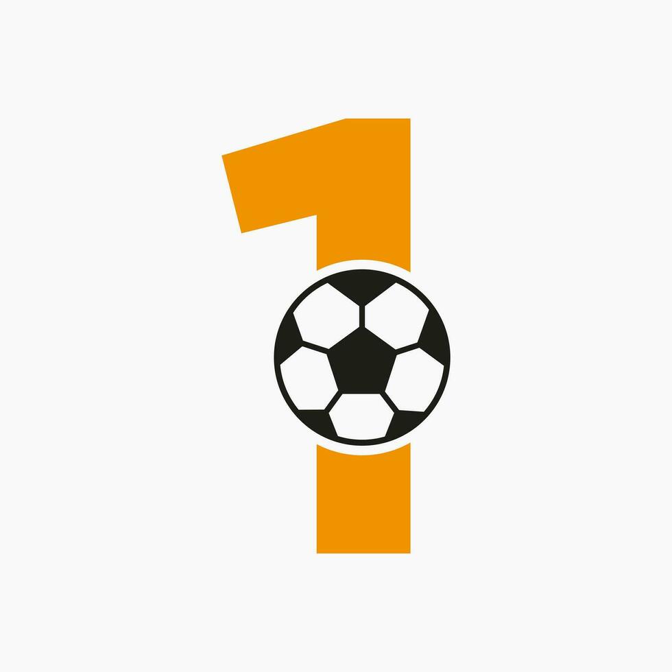 Initial Letter 1 Soccer Logo. Football Logo Design Vector Template