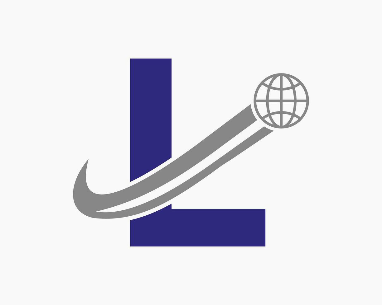 Letter L Global Logo Design. World Logotype Symbol Vector Template