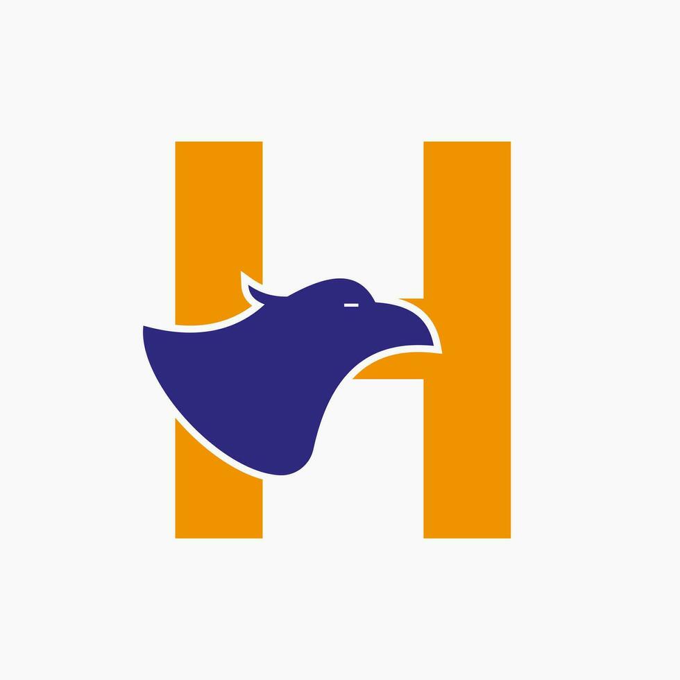 Letter H Eagle Logo Design. Transportation Symbol Vector Template