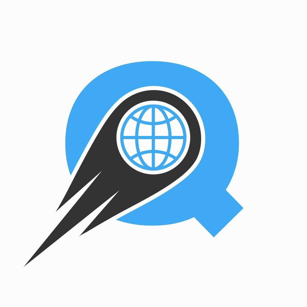 Letter Q Logo Concept With Global World Icon Vector Template