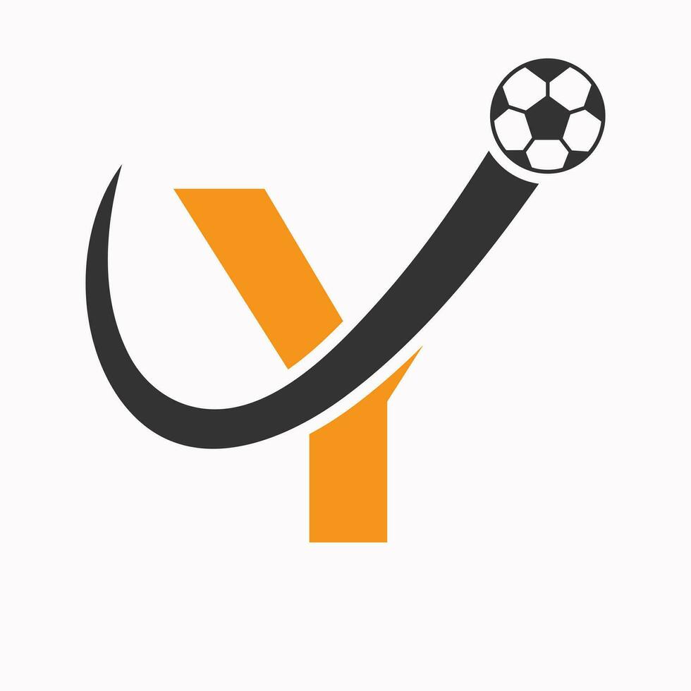 inicial letra y fútbol logo. fútbol americano logo concepto con Moviente fútbol americano icono vector