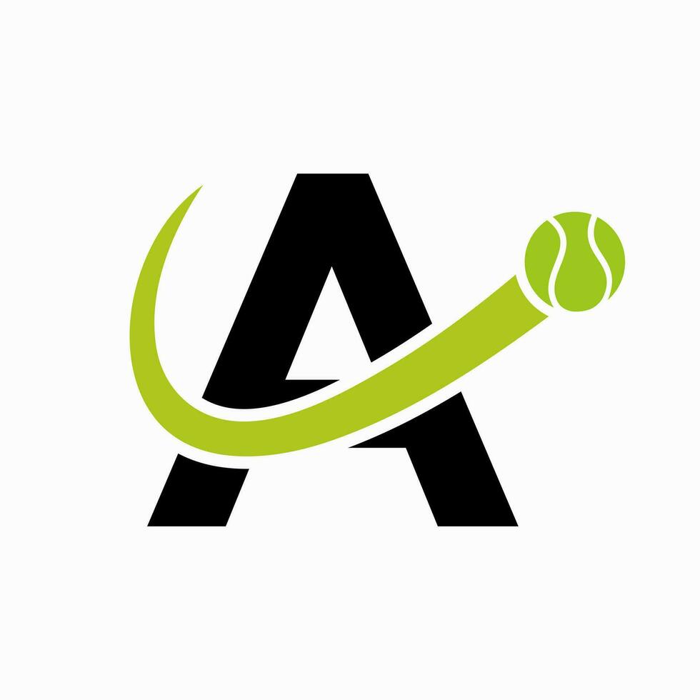 Tennis Logo Design On Letter A Template. Tennis Sport Academy, Club Logo vector