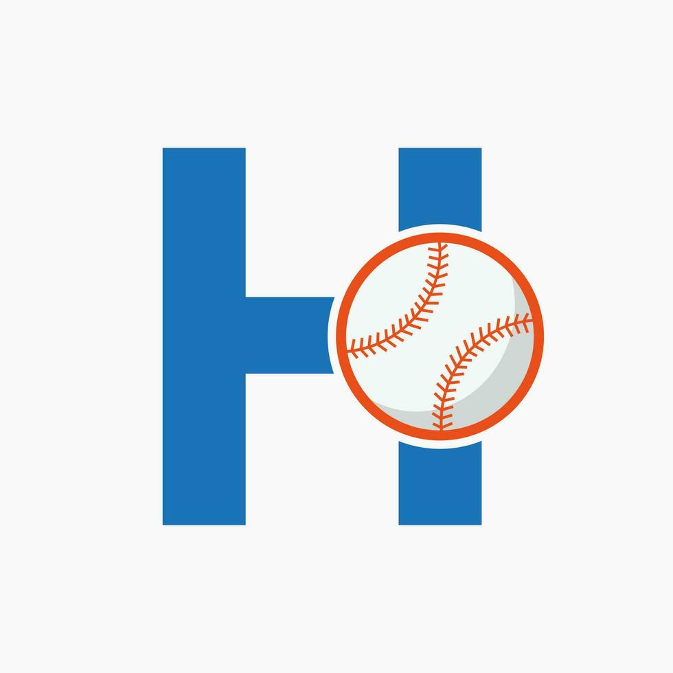 Letter H Baseball Logo Concept With Moving Baseball Icon Vector Template