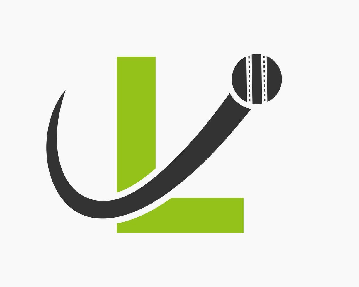 Letter L Cricket Logo Concept With Moving Ball Icon For Cricket Club Symbol. Cricketer Sign vector