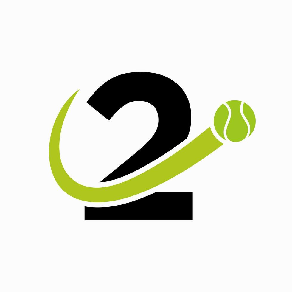 Tennis Logo Design On Letter 2 Template. Tennis Sport Academy, Club Logo vector