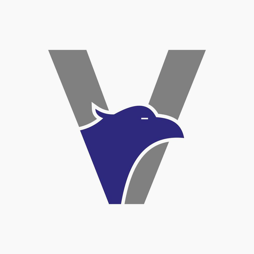Letter V Eagle Logo Design. Transportation Symbol Vector Template