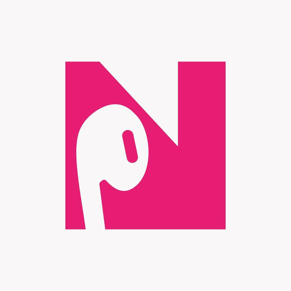 Letter N Music Logo Concept With Earphone Icon Vector Template