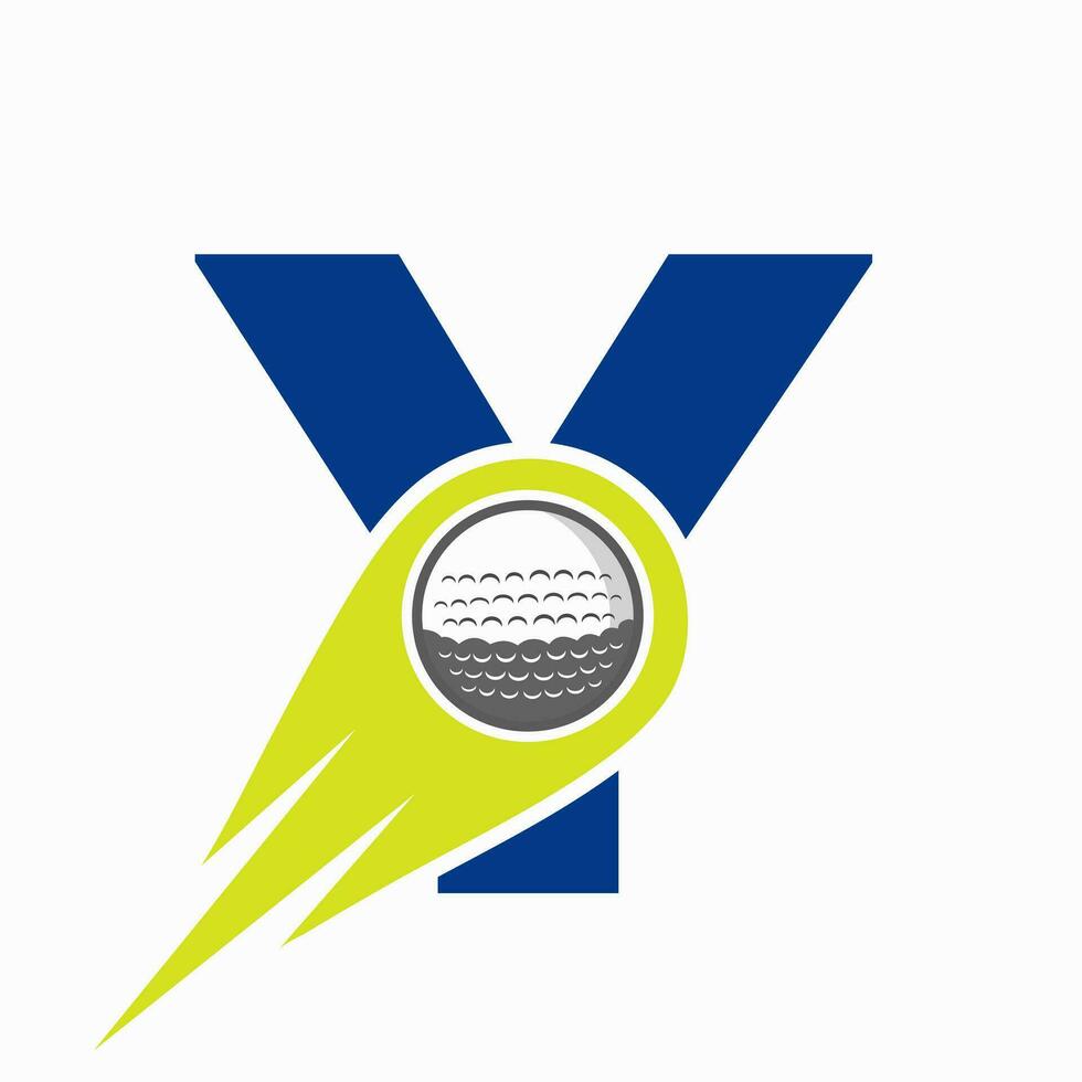 Golf Logo On Letter Y. Initial Hockey Sport Academy Sign, Club Symbol vector