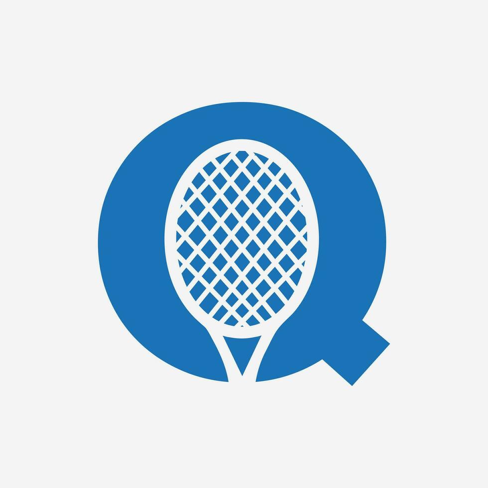 Letter Q Padel Tennis Logo. Padel Racket Logo Design. Beach Table Tennis Club Symbol vector
