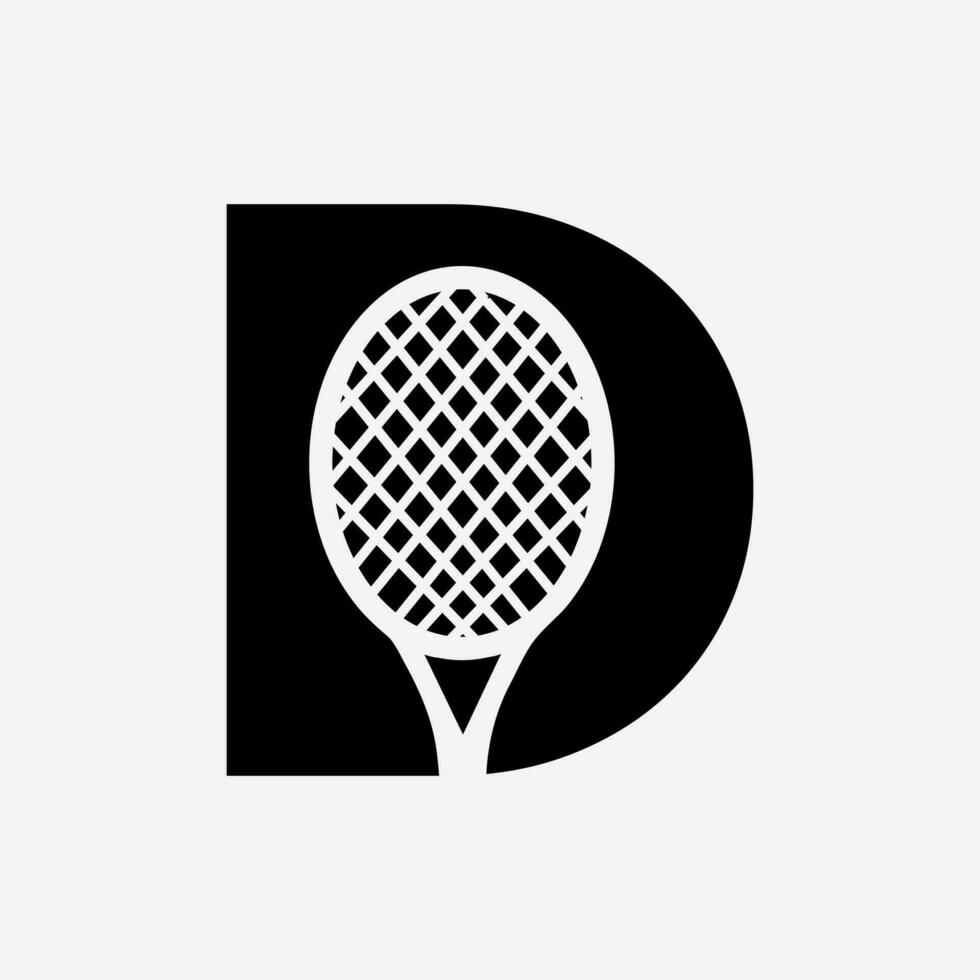 Letter D Padel Tennis Logo. Padel Racket Logo Design. Beach Table Tennis Club Symbol vector