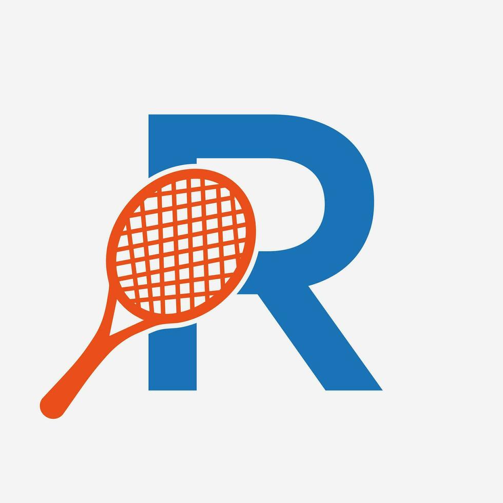Letter R Padel Tennis Logo. Padel Racket Logo Design. Beach Table Tennis Club Symbol vector