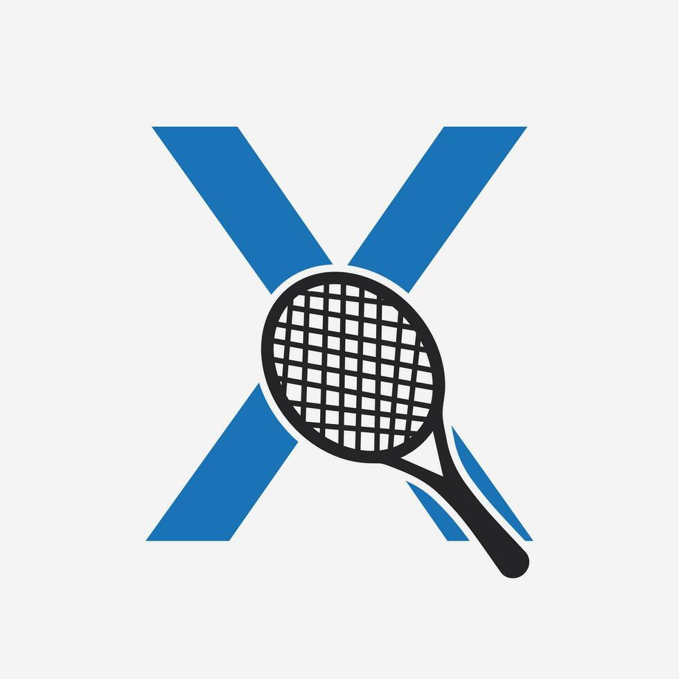 Letter X Padel Tennis Logo. Padel Racket Logo Design. Beach Table Tennis Club Symbol vector