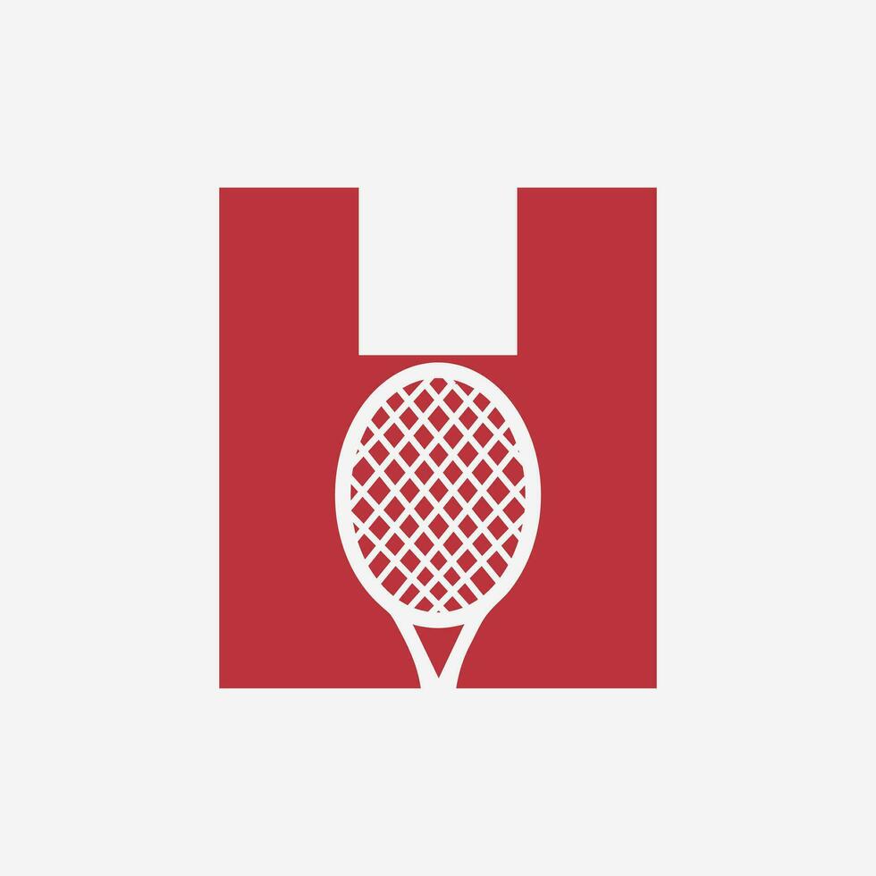 Letter H Padel Tennis Logo. Padel Racket Logo Design. Beach Table Tennis Club Symbol vector