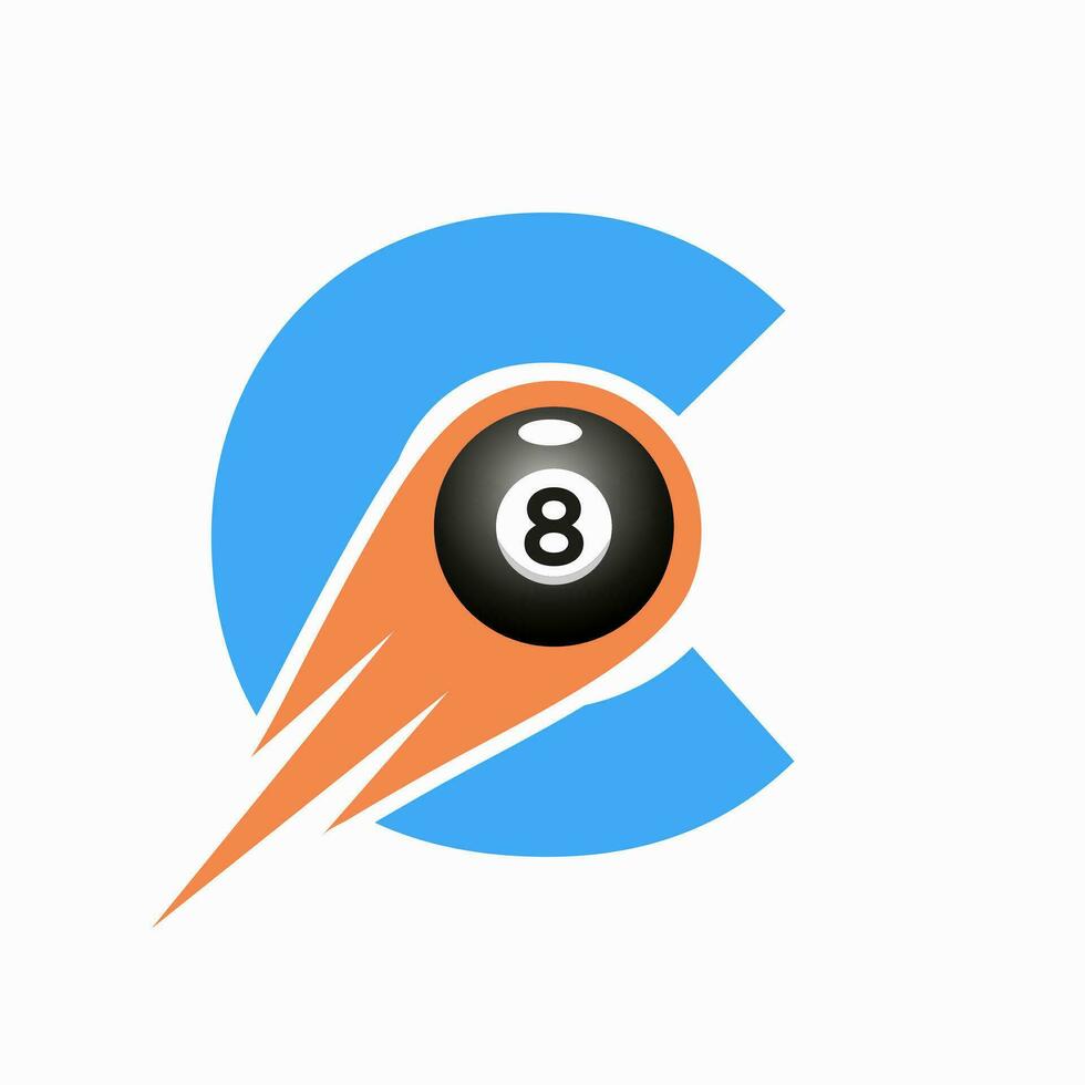 Letter C Billiard Sports Team Club Logo. 8 Ball Pool Logo Design Template vector