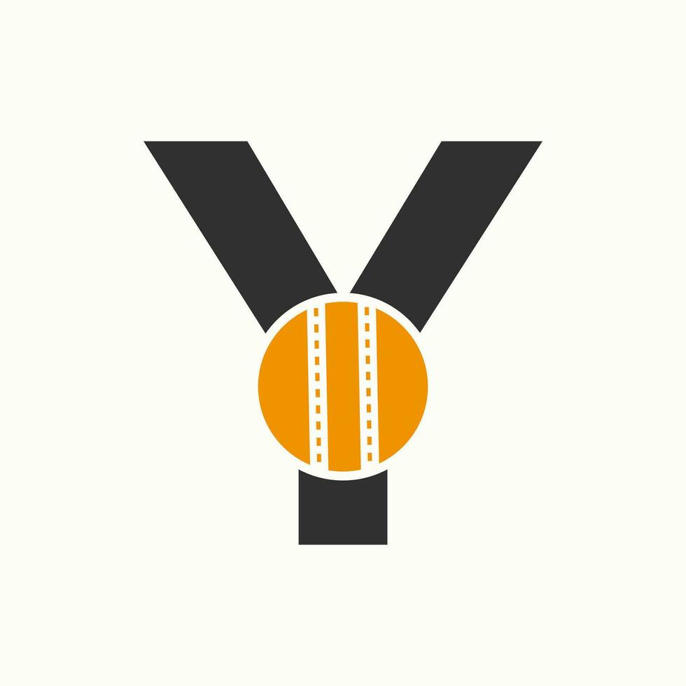 Cricket Logo On Letter Y Concept. Cricket Club Symbol vector