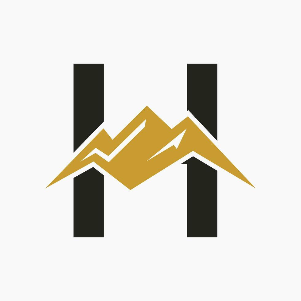 Letter H Mount Logo. Mountain Nature Landscape Logo Combine With Hill Icon and Template vector