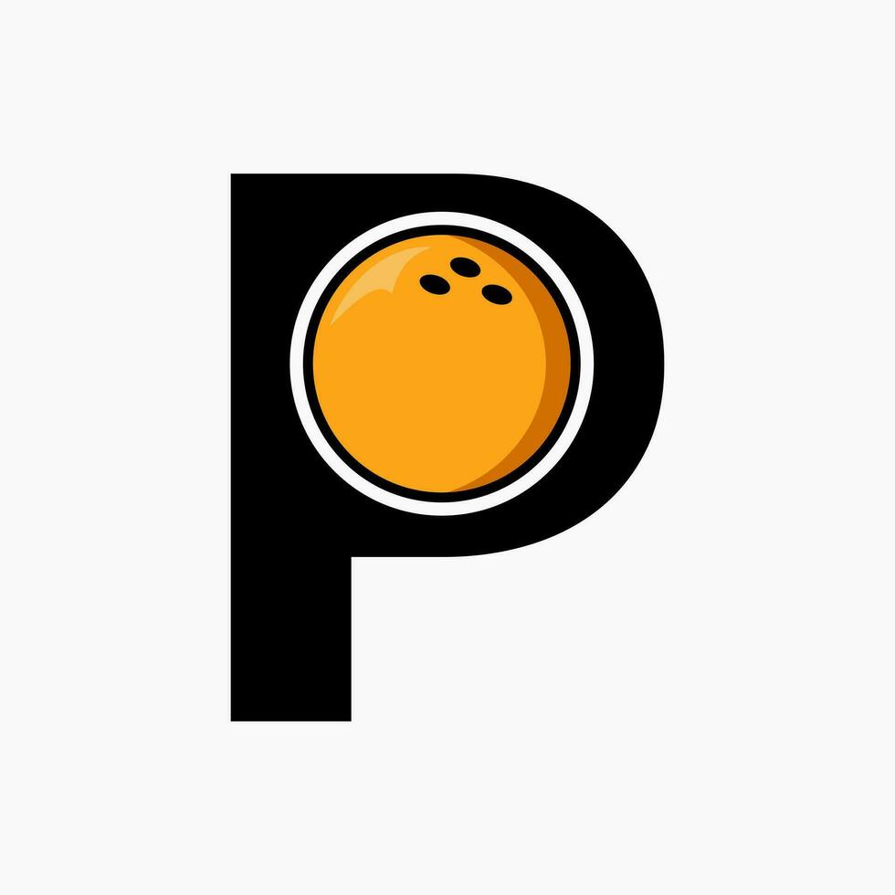 Letter P Bowling Logo. Bowling Ball Symbol With Moving Ball Icon vector