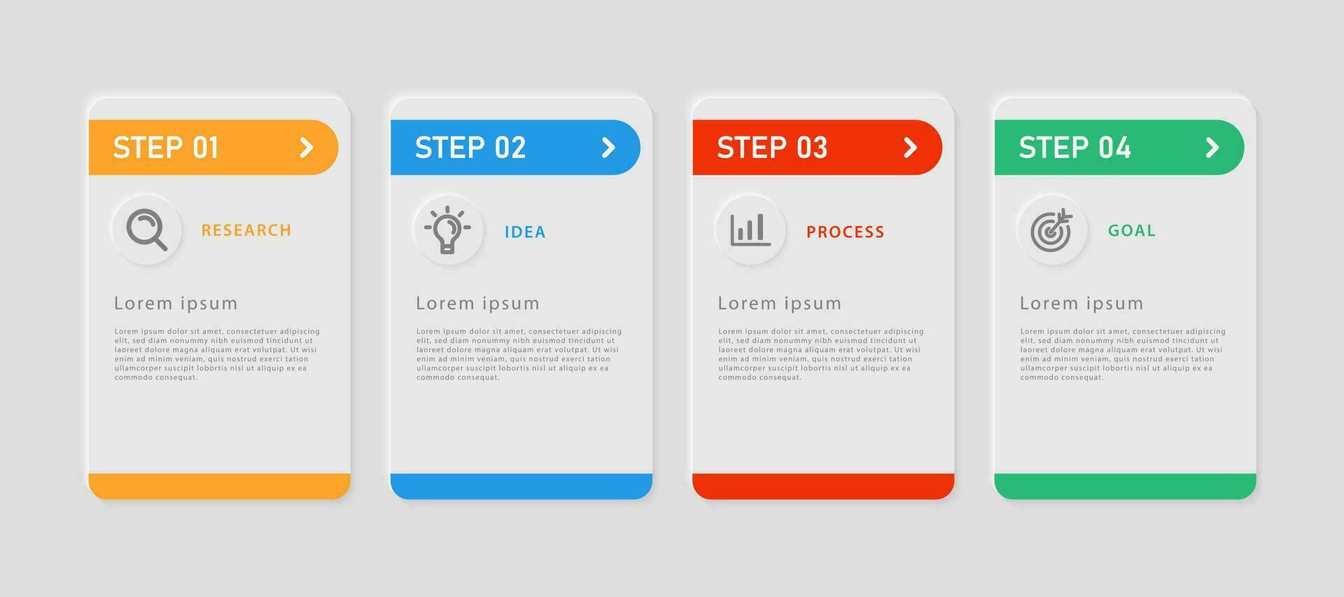 Business infographic design template with 4 options or steps. Can be used for workflow layouts, diagrams, presentations, web design, infographics. Vector illustration