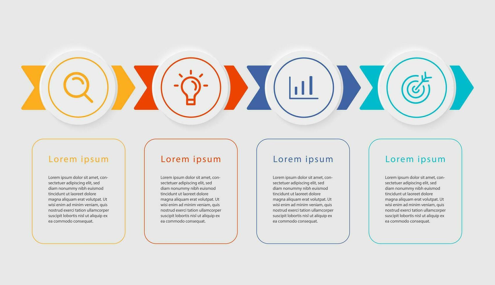 Business infographic design template with 4 options or steps. Can be used for workflow layout, diagram, presentation, web design, infographic. Vector illustration