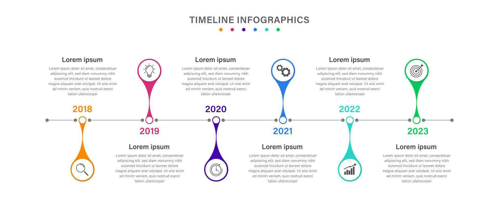 Business infographic timeline template. Milestone infographics element design for presentation, web, workflow or process diagram. Vector illustration