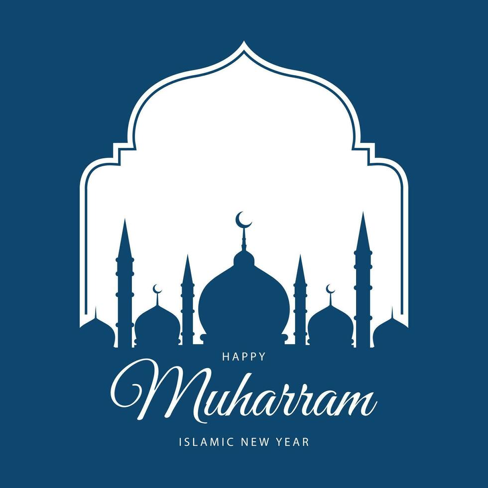 Happy Muharram islamic new year background. Muslim Hijri new year greeting design template. Vector illustration.
