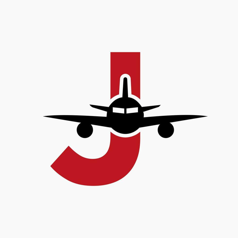 inicial letra j viaje logo concepto con volador aire avión símbolo vector
