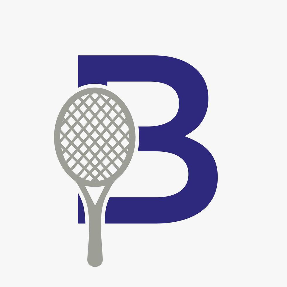 Letter B Padel Tennis Logo. Padel Racket Logo Design. Beach Table Tennis Club Symbol vector