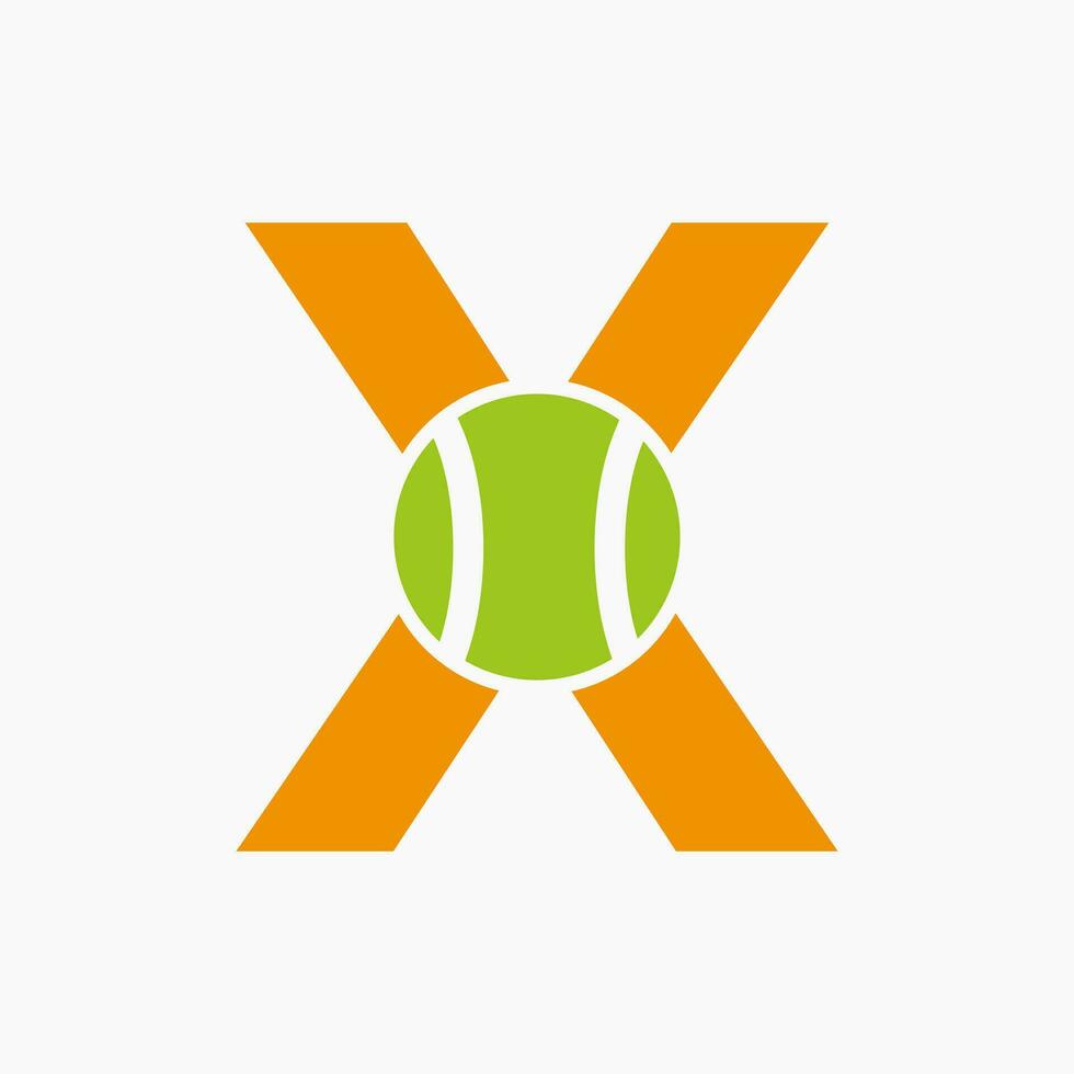 tenis logo en letra X. tenis deporte academia, club logo firmar vector