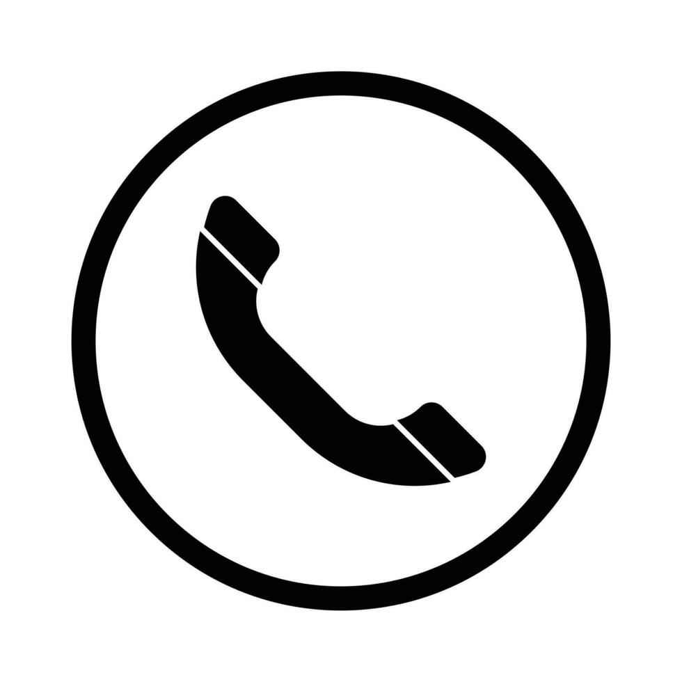 Phone Call Icon, Old Telephone Icon, Calling Phone, Technology Device, Contact Information, Communication Symbol, Support, Chat, Trendy Black Sign Isolated On White Background Vector Illustration