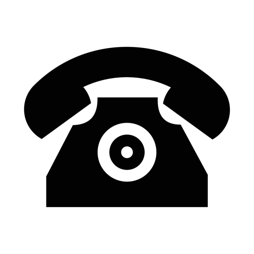 Phone Call Icon, Old Telephone Icon, Calling Phone, Technology Device, Contact Information, Communication Symbol, Support, Chat, Trendy Black Sign Isolated On White Background Vector Illustration