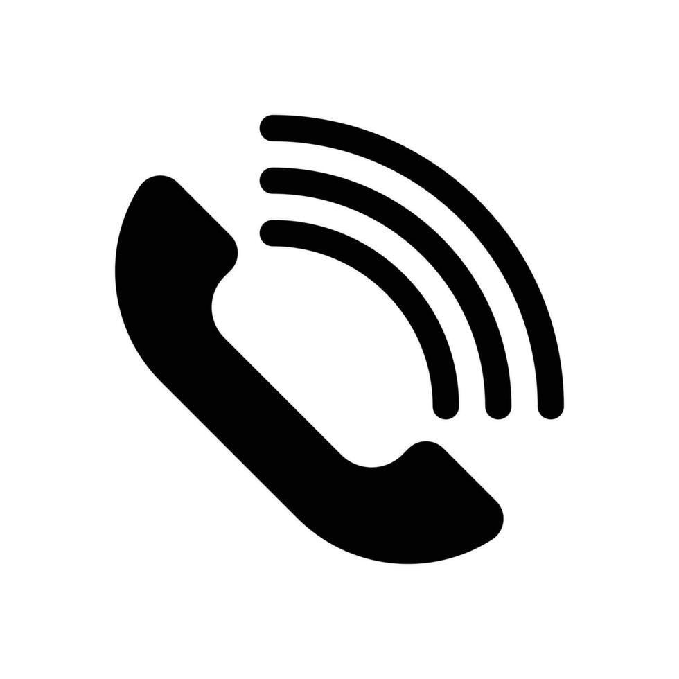 Phone Call Icon, Old Telephone Icon, Calling Phone, Technology Device, Contact Information, Communication Symbol, Support, Chat, Trendy Black Sign Isolated On White Background Vector Illustration