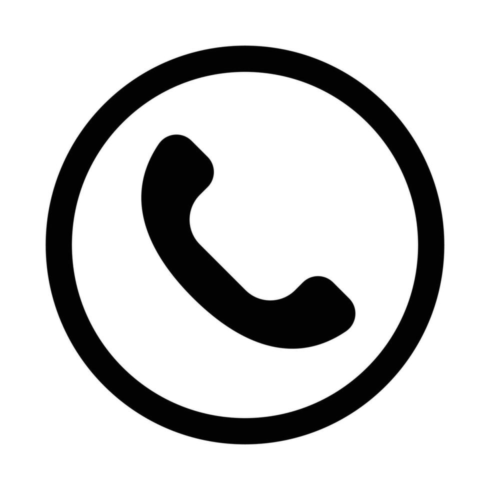 Phone Call Icon, Old Telephone Icon, Calling Phone, Technology Device, Contact Information, Communication Symbol, Support, Chat, Trendy Black Sign Isolated On White Background Vector Illustration