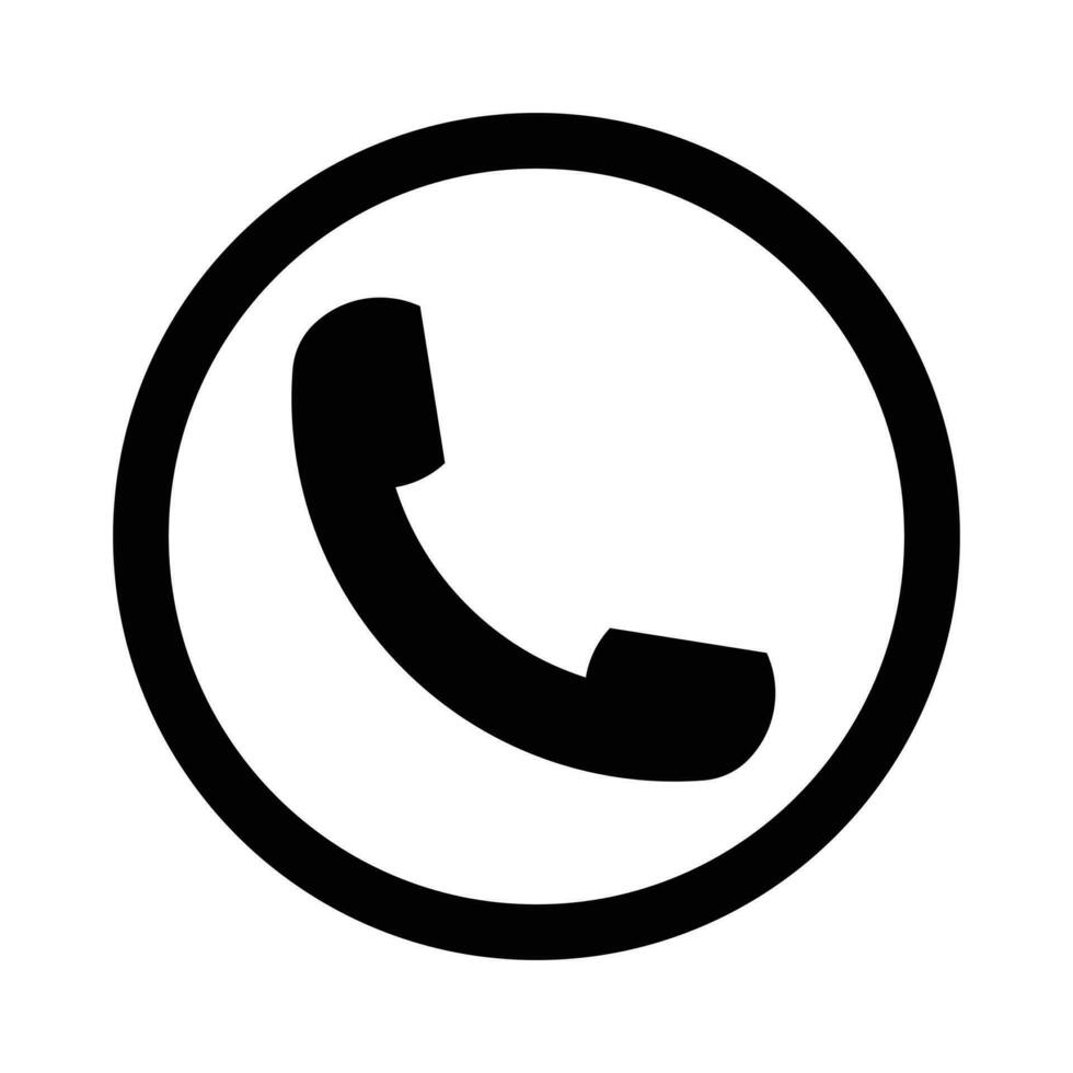 Phone Call Icon, Old Telephone Icon, Calling Phone, Technology Device, Contact Information, Communication Symbol, Support, Chat, Trendy Black Sign Isolated On White Background Vector Illustration