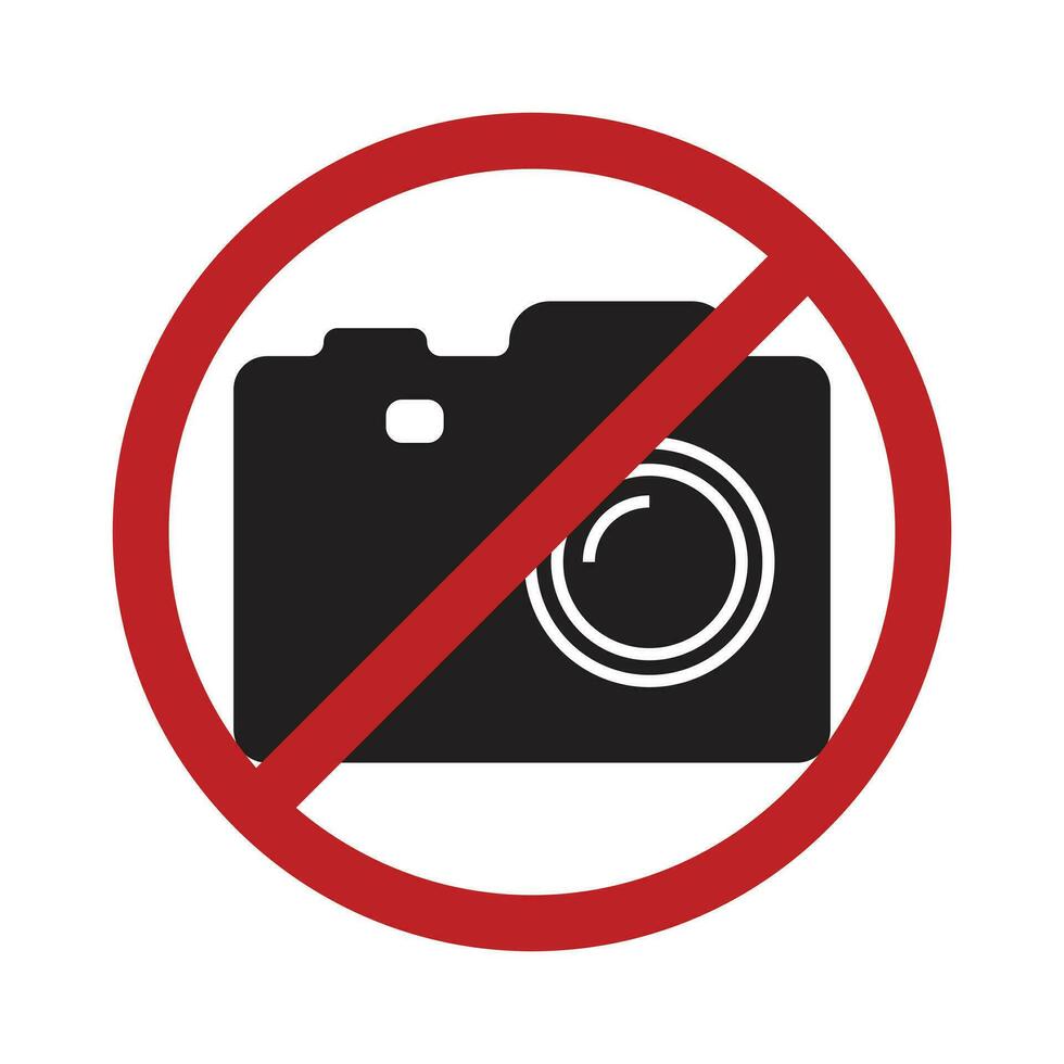 Prohibition No Photo Sign, No Photographing Prohibition Sign Symbol, No Video, No photography Icon, Do Not Take Photo Sign, Camera Icon With Red Circle, Prohibited Logo Pictogram, Vector Illustration