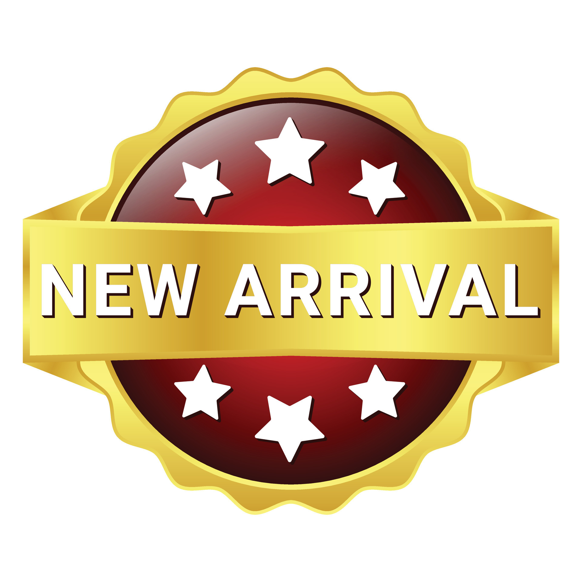 New Arrival Stamp, New Icon Vector Button Flat, 3D Realistic Glossy And
