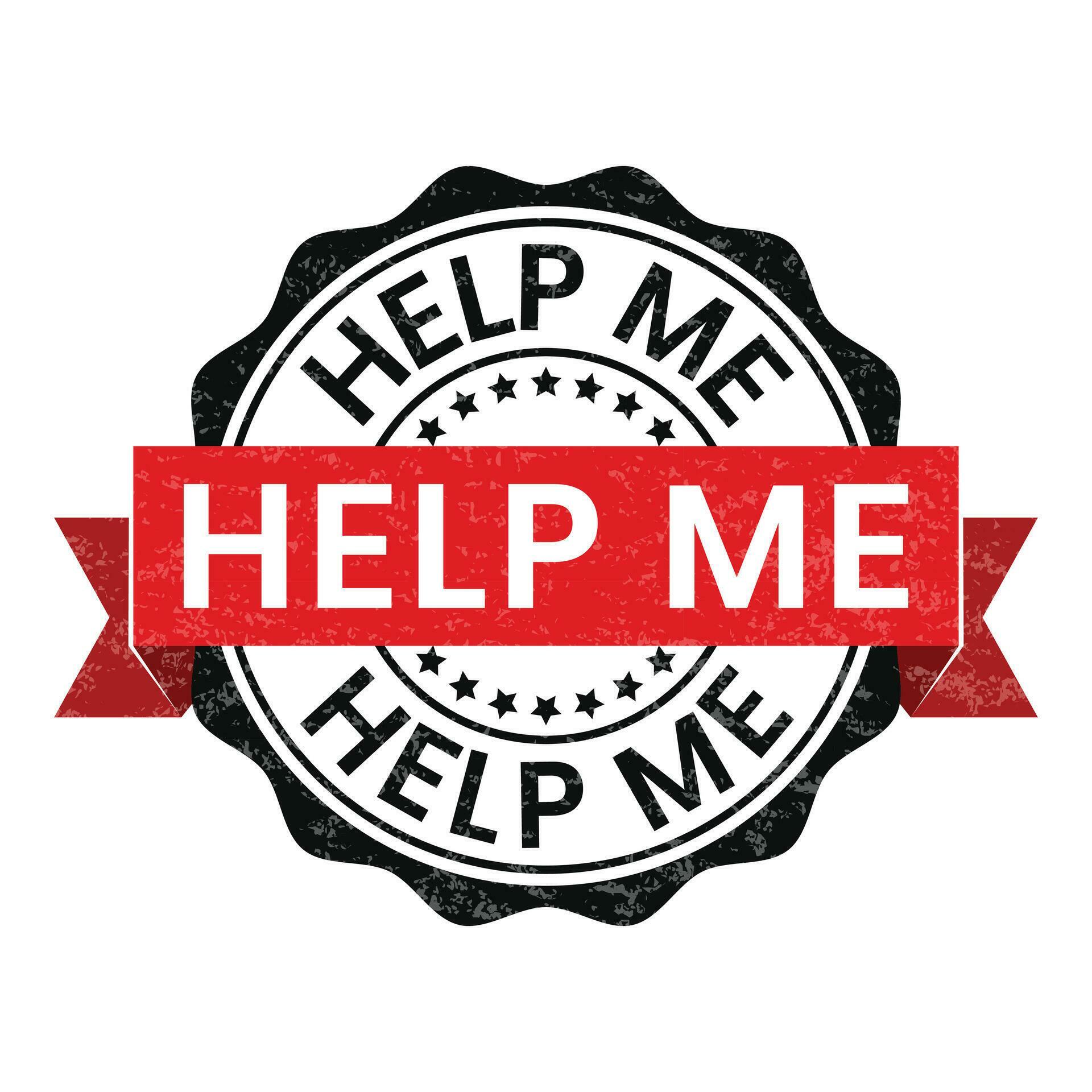Help Me Icon, Helping Vector, Support Me Badge, Helping Hand Vector, Badge, Stamp, Rubber