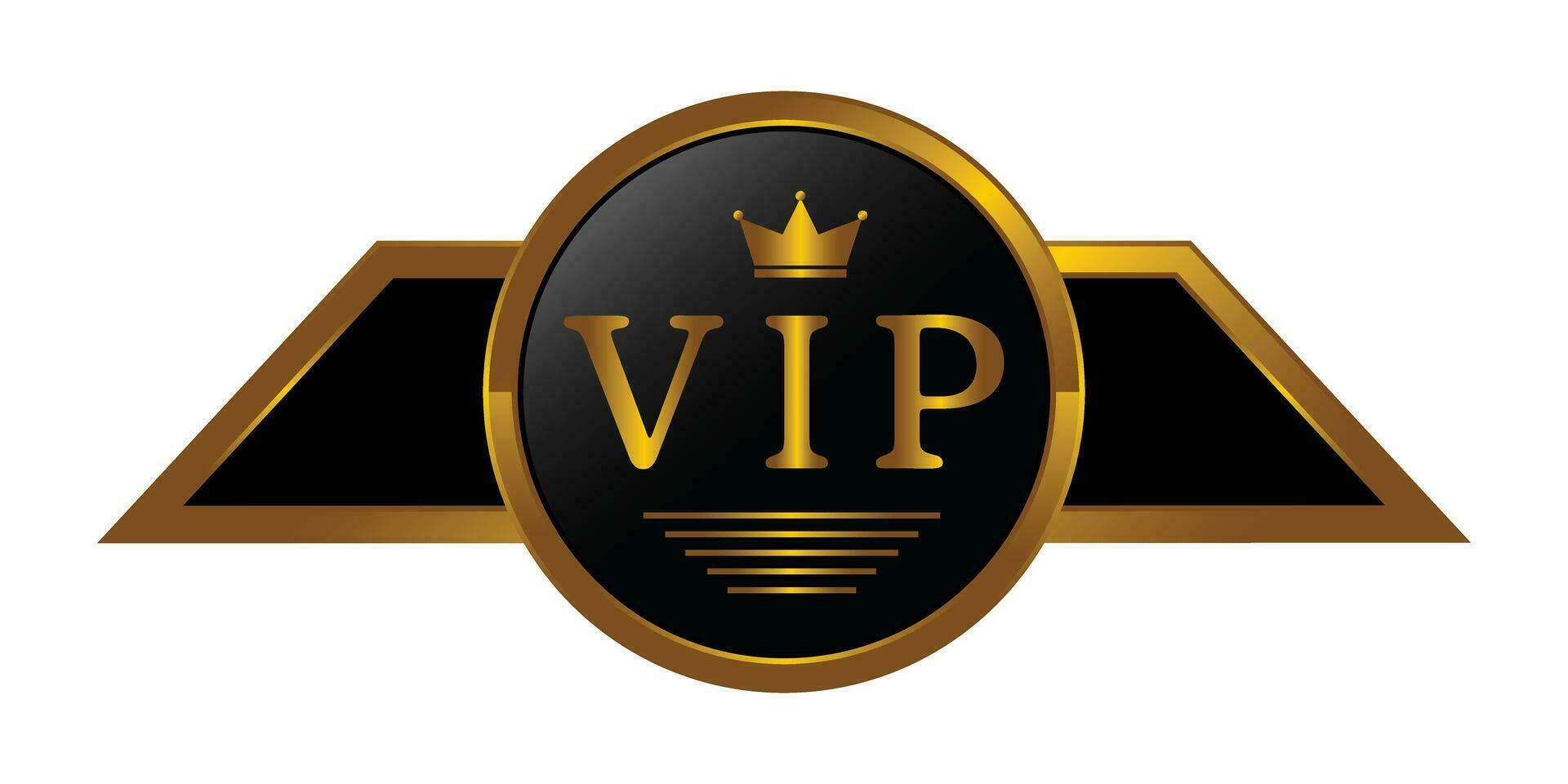 lustroso VIP negro vaso etiqueta con oro corona, VIP afiliación para noche club, lujo Insignia plantilla, prima miembro, Rey y reina corona icono, real diseño elemento vector