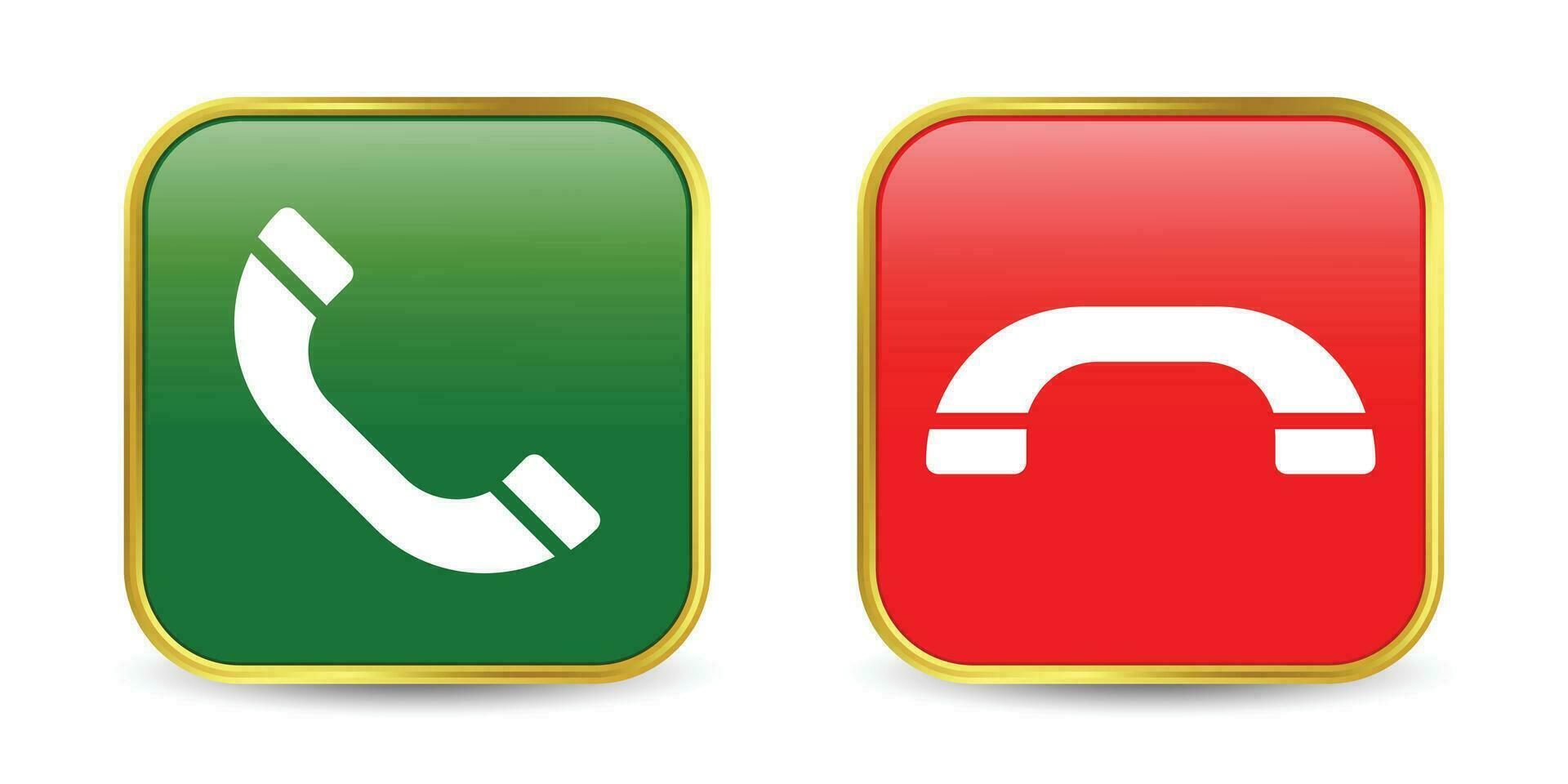 3D Realistic Phone Call Receive, Reject And Dial, Incoming Call Button, Red And Green Call Push Button, Telephone  Sign, Call Accept And Decline Symbol, Answer And Reject Call Button Set Icon vector