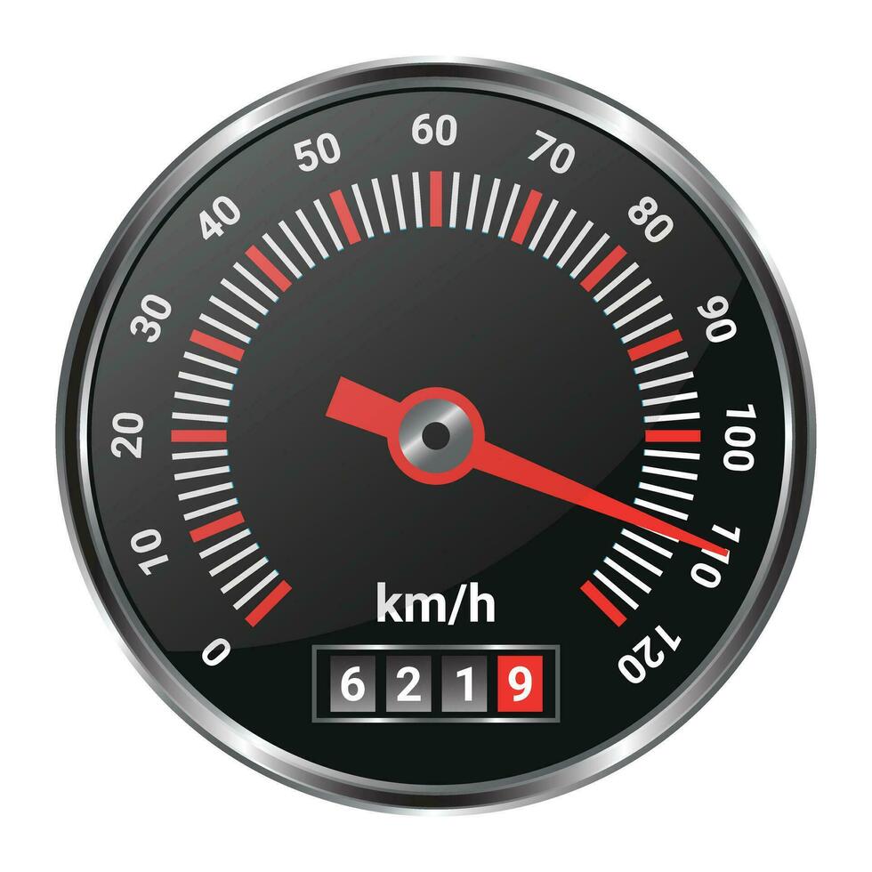 Speedometer Vector Flat Icon Isolated, Speedometer Fast Icon, Time Running Out Symbol, MPH, Automobile, Technology Icon, 3D Realistic Glossy And Shiny Speedometer Flat Icon