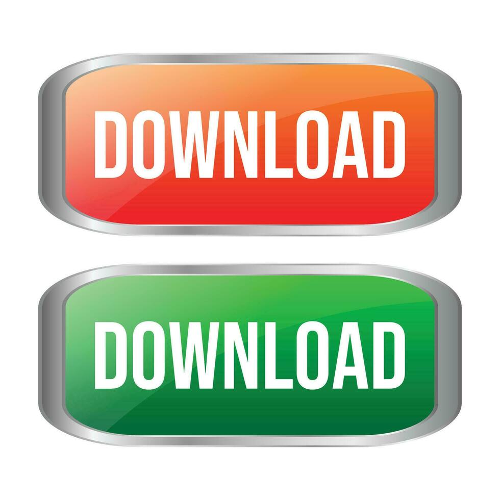 Download Button Flat With 3D Realistic Shiny Button For Mobile Apps And Website, Download Arrow Icon For Progess Graphic Elements Reflection On White Background vector