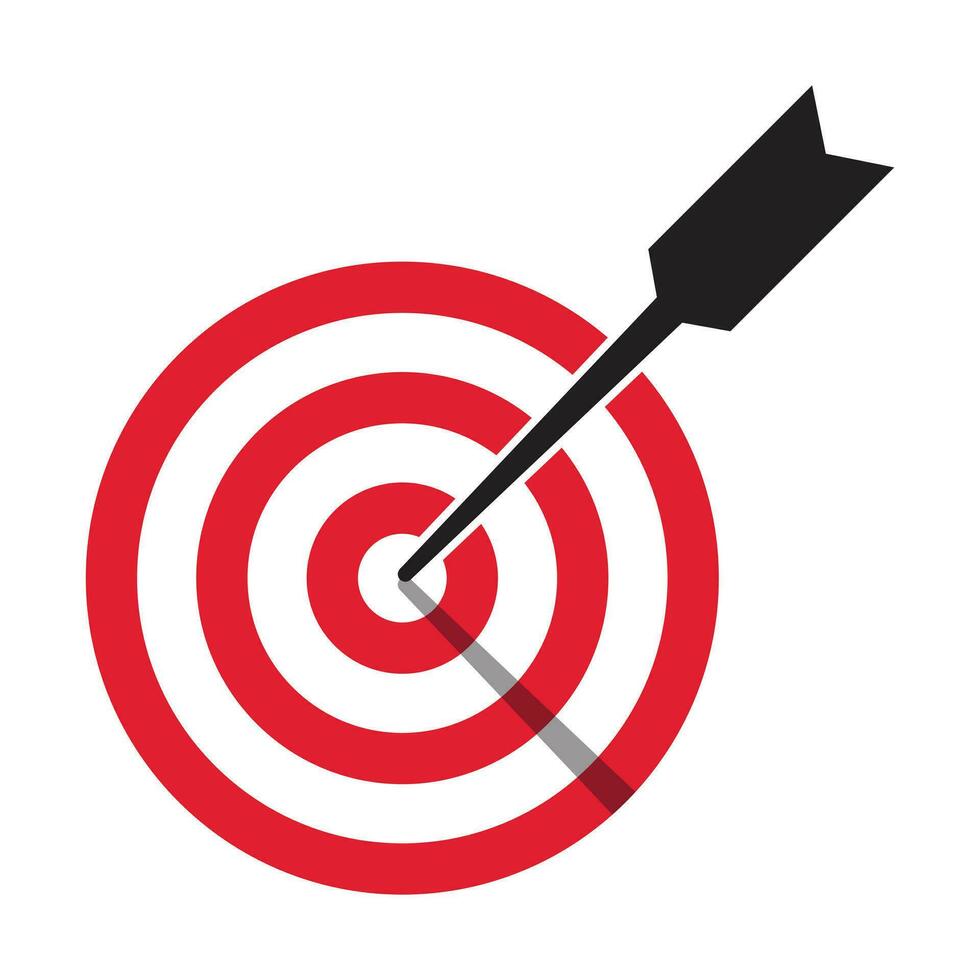 Bullseye Target Icon, Arrow Dart Targeting Symbol, Archery Target Icon, Dart Targeting Market Logo For Success, Winning, Destination, Success Strategy Design Elements Vector Illustration