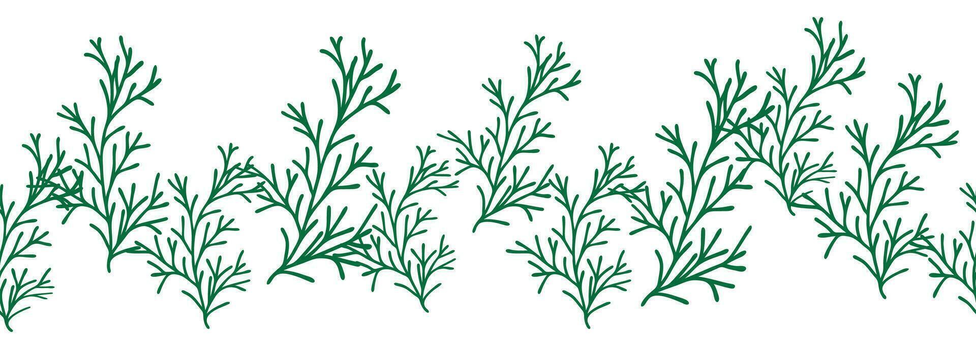 Leaves decorative, algae horizontal border seamless pattern vector