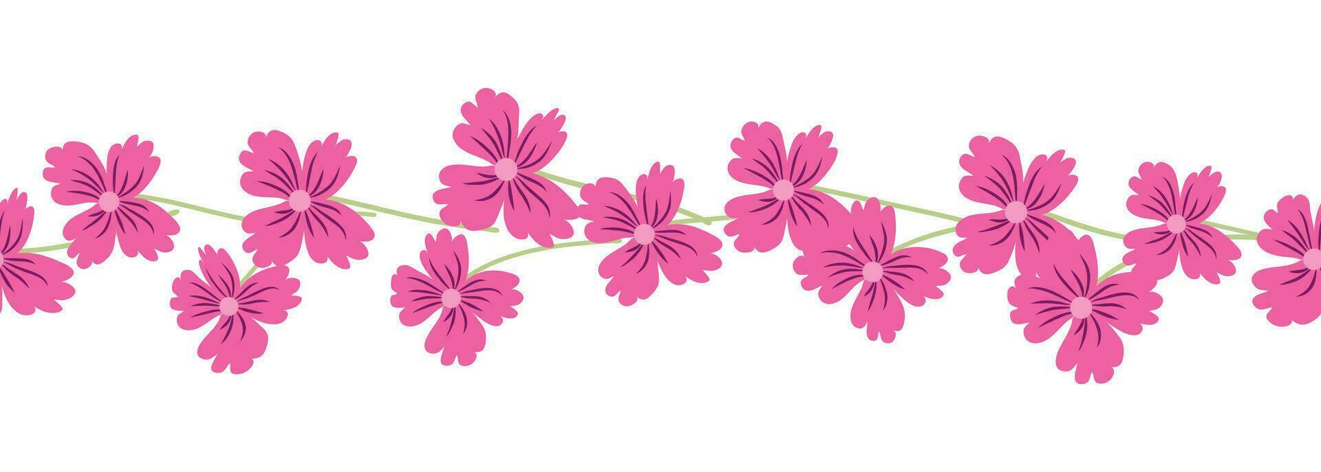 Clover blooming red seamless horizontal border vector