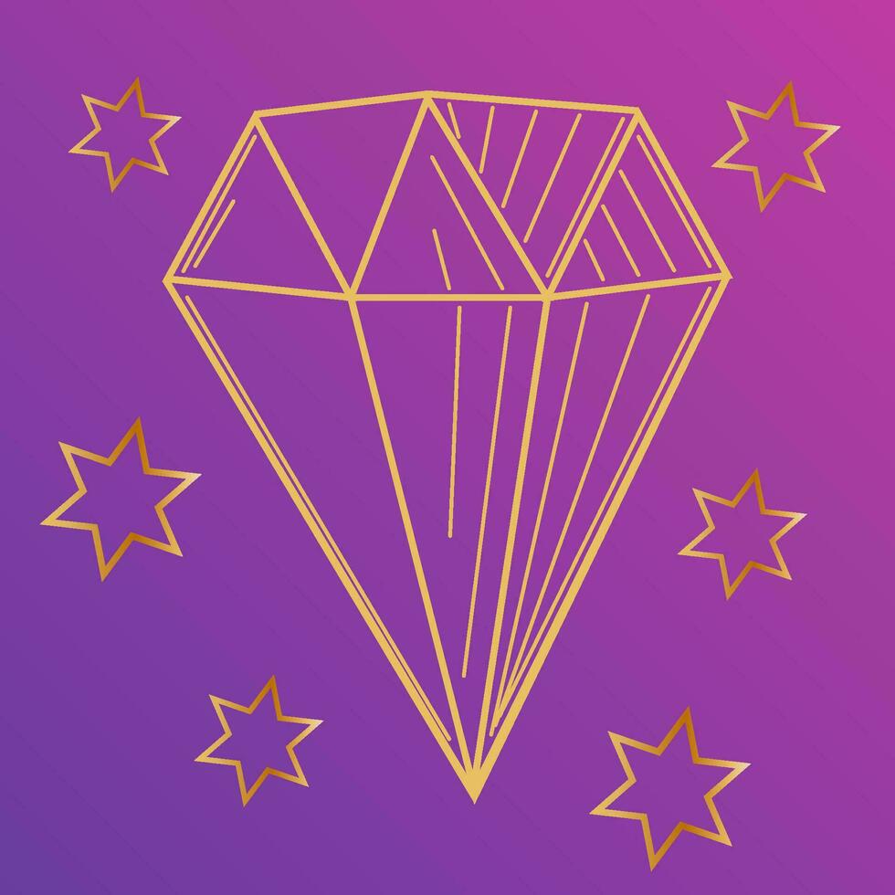 hand drawn line art crystals, isolated objects. Crystal stone crystalline gem and precious gemstone for jewellery illustration vector