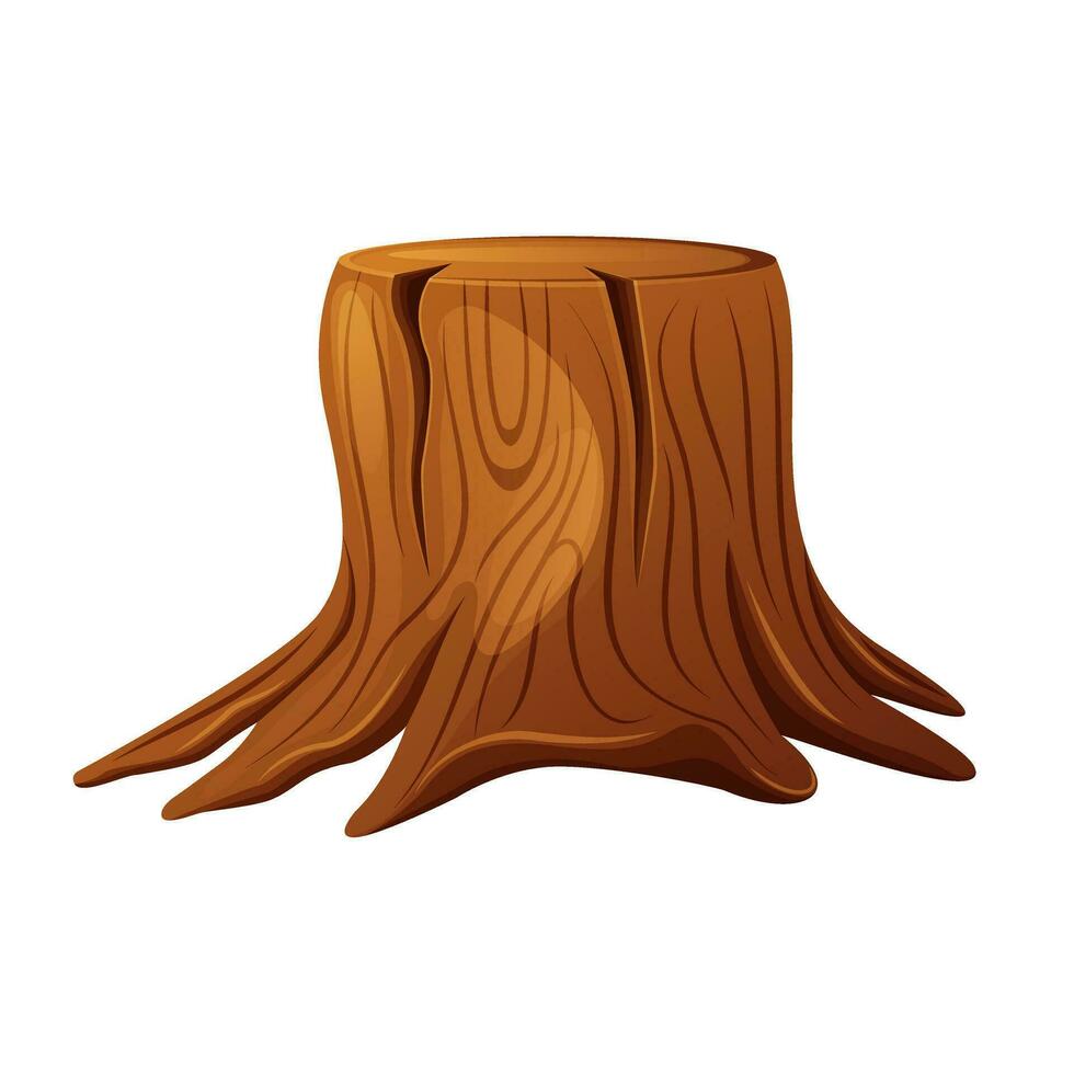 Stump, cartoon vector illustration, wood element, rest in the forest in summer, camping