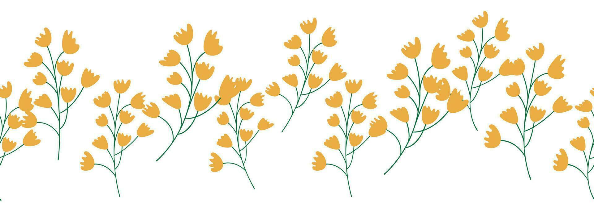 Tulips yellow and orange seamless horizontal border vector