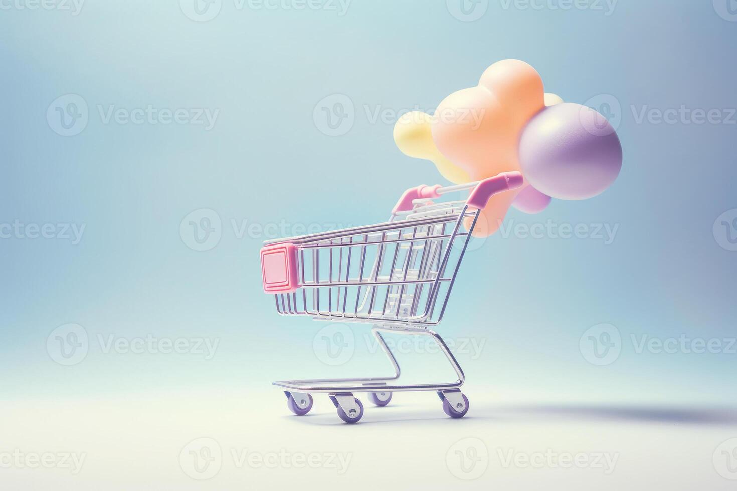 shopping cart on studio free background. photo